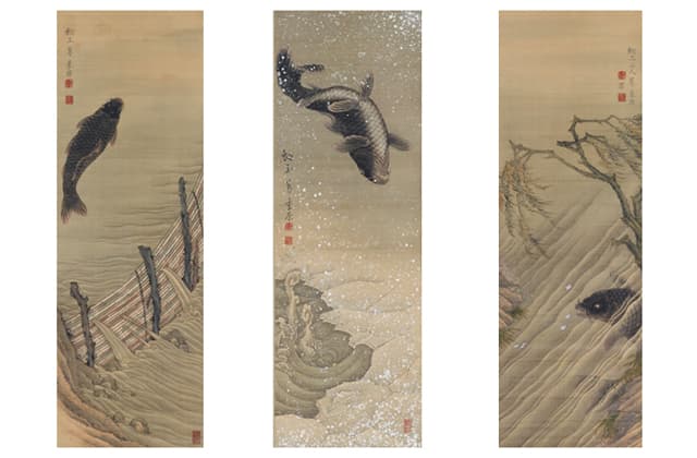 県文化財に 曹源寺「絹本着色鯉魚図」百済寺「絹本着色不動明王像」